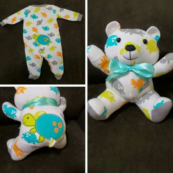 teddy bears made out of baby clothes